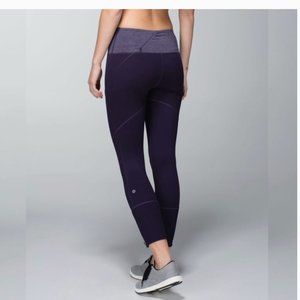 Lululemon Rebel Runner Crop Black Grape Wee Stripe heathered purple leggings 6
